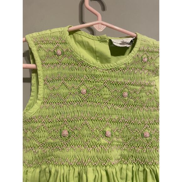 Rare Editions‎ lime green dress with smocked bodice Size 5 - Picture 2 of 5